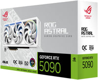ASUS ROG Astral GeForce RTX 5090 32GB GDDR7 WHITE OC Edition Graphics Card, 32GB GDDR7 512-Bit Memory, 2580MHz Boost Clock, 28 Gbps Memory Speed, 21760 CUDA Cores, White | 90YV0LWA-M0NA00