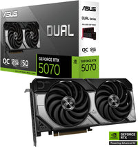 ASUS DUAL RTX 5070 12GB OC Graphics Card, GDDR7 192-Bit Memory, 2542 MHz Boost Clock, 6144 CUDA Cores, 28 Gbps Memory Speed, PCI Express 5.0 | 90YV0M17-M0NA00