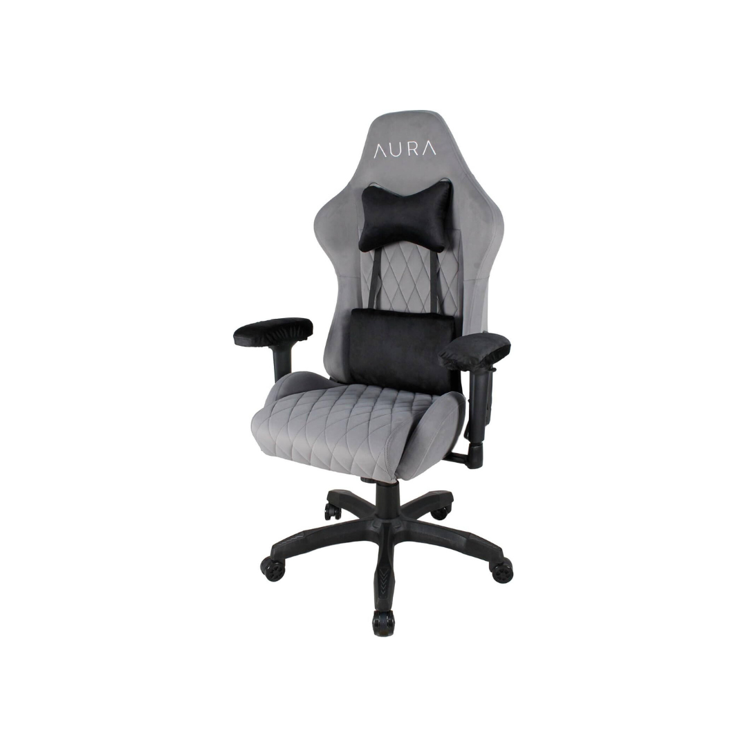 AURA Aria Gaming Chair, Ergonomic Design, 4D Armrests, 4-Way Lumbar Support, Reclining Function, Full Moulded Foam, 180kg, Breathable Fabric, Gray | ARIA-GRY