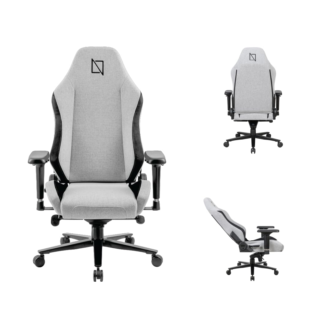 Navodesk Apex Core Gaming Chair, SoftKnit, Lumbar & Neck Pillows for Extra Support, 4D Armrests, Class 4 Hydraulics with 5 Star Wheelbase, Tilt Mechanism with 90-135°, Grey | APEX-CR-GY