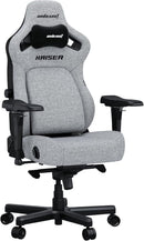 AndaSeat Kasier 4 Series Premium Gaming Chair, 5° Sloping Seat Base, Pop-out Lumbar, 5D Armrests, Up to 180kg Max Weight, Linen Fabric, XL, Ash Gray | AD12YDDC-XLL-20-G-CF
