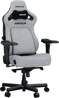 AndaSeat Kasier 4 Series Premium Gaming Chair, 5° Sloping Seat Base, Pop-out Lumbar, 5D Armrests, Up to 180kg Max Weight, Linen Fabric, XL, Ash Gray | AD12YDDC-XLL-20-G-CF