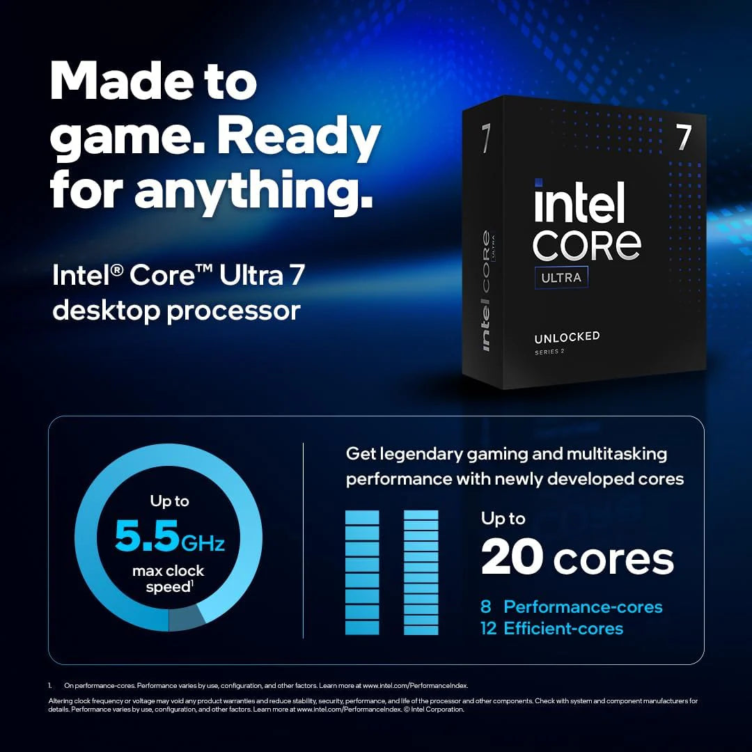 Intel Core Ultra 7 265K 3.9 GHz LGA 1851 Processor, Intel Graphics, 20 Cores & 20 Threads, 30MB Smart Cache, 5.5 GHz Max Turbo Frequency, Dual Channel DDR5 Memory, 192GB Max Memory Size | BX80768265K