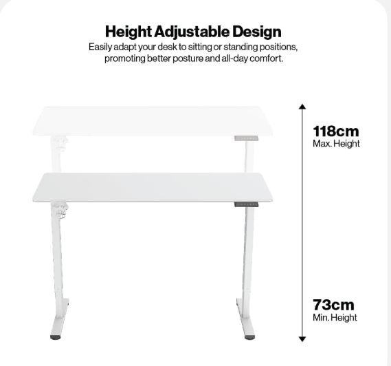 Navodesk LITE Electric Height Adjustable Standing Desk 140 × 60 cm WHITE