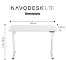 Navodesk LITE Electric Height Adjustable Standing Desk 140 × 60 cm WHITE