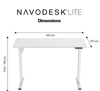 Navodesk LITE Electric Height Adjustable Standing Desk 140 × 60 cm WHITE