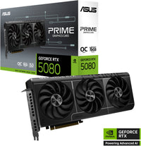 ASUS PRIME GeForce RTX 5080 16GB GDDR7 OC Edition Graphics Card, 16GB GDDR7 256-Bit Memory, 2655MHz Boost Clock, 30Gbps Memory Speed, 10752 CUDA Cores | 90YV0LX0-M0NA00