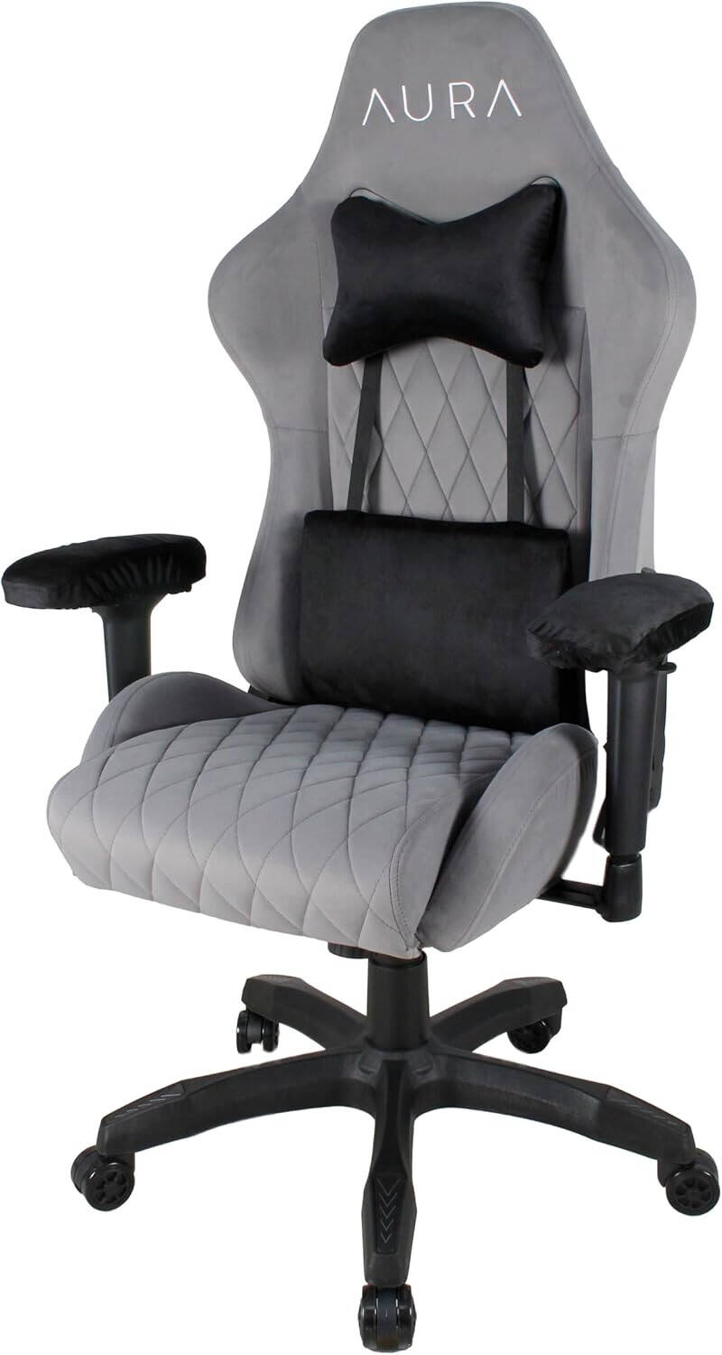AURA Aria Gaming Chair Ergonomic Design, 4D Armrests & 4-Way Lumbar Support-GRAY
