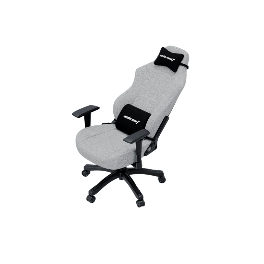 AndaSeat Luna Series Gaming Chair, Fabric Linen Upholstery Material, 1D Armrest, 60mm Casters With PU Rubber, Class 4 Hydraulic Pistons, 90° to 160° Adjustable Backtilt, Gray