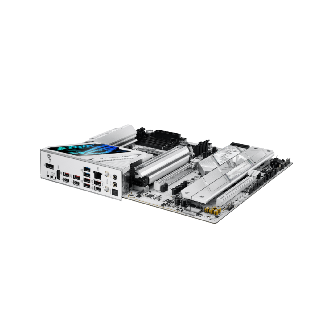 Computer motherboard on a white background