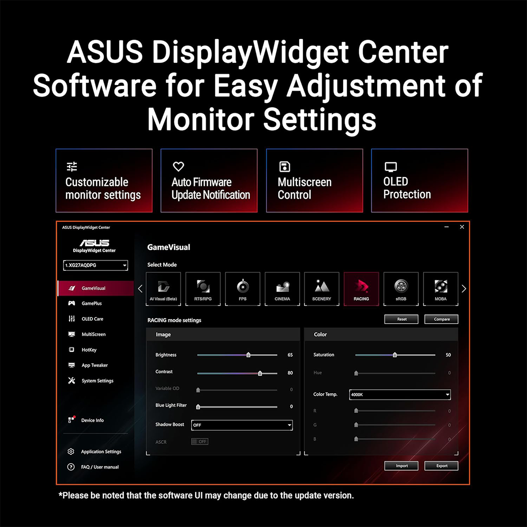 ASUS ROG Strix OLED XG32UCWMG 31.5-inch 4K UHD Gaming Monitor, 240Hz, FHD 480Hz Dual Mode, 0.03ms, TrueBlack Glossy WOLED, G-SYNC Compatible, HDMI 2.1