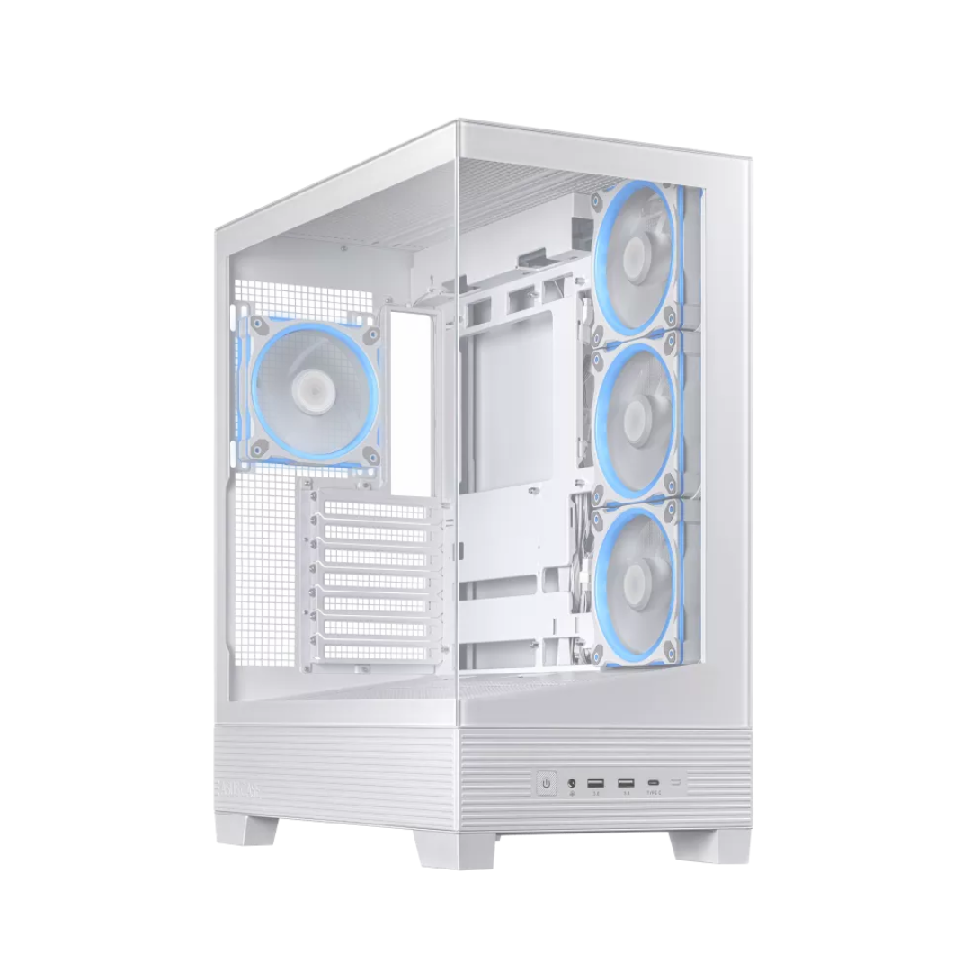 ASUS A31 PLUS Mid Tower ATX Computer Case, 4x 120mm ARGB Pre Installed Fans, Up to 360mm Radiator Support, 7 Expansion Slot, Cable Management, Tempered Glass Panel, White