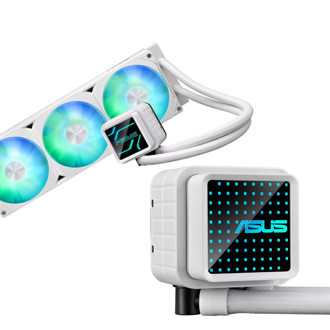 ASUS Prime LC 360 ARGB, All-in-One CPU Liquid Cooler with CPU Contact Zone and Finned Channels, Water Block with Infinite Mirror Lenses and ARGB Fans - WHITE