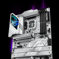 Computer motherboard with ASUS ROG Strix logo on a black background