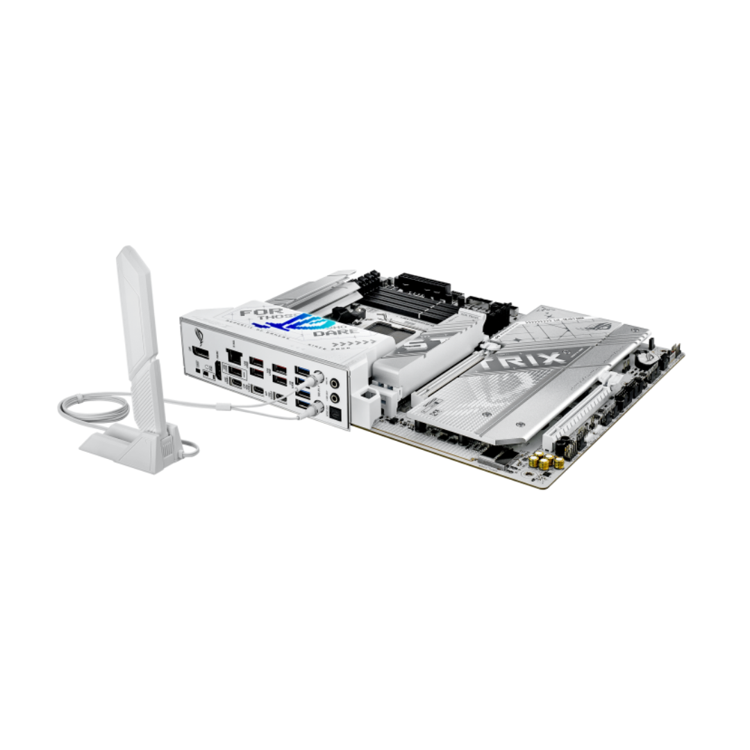 Computer motherboard with Intel logo on a white background