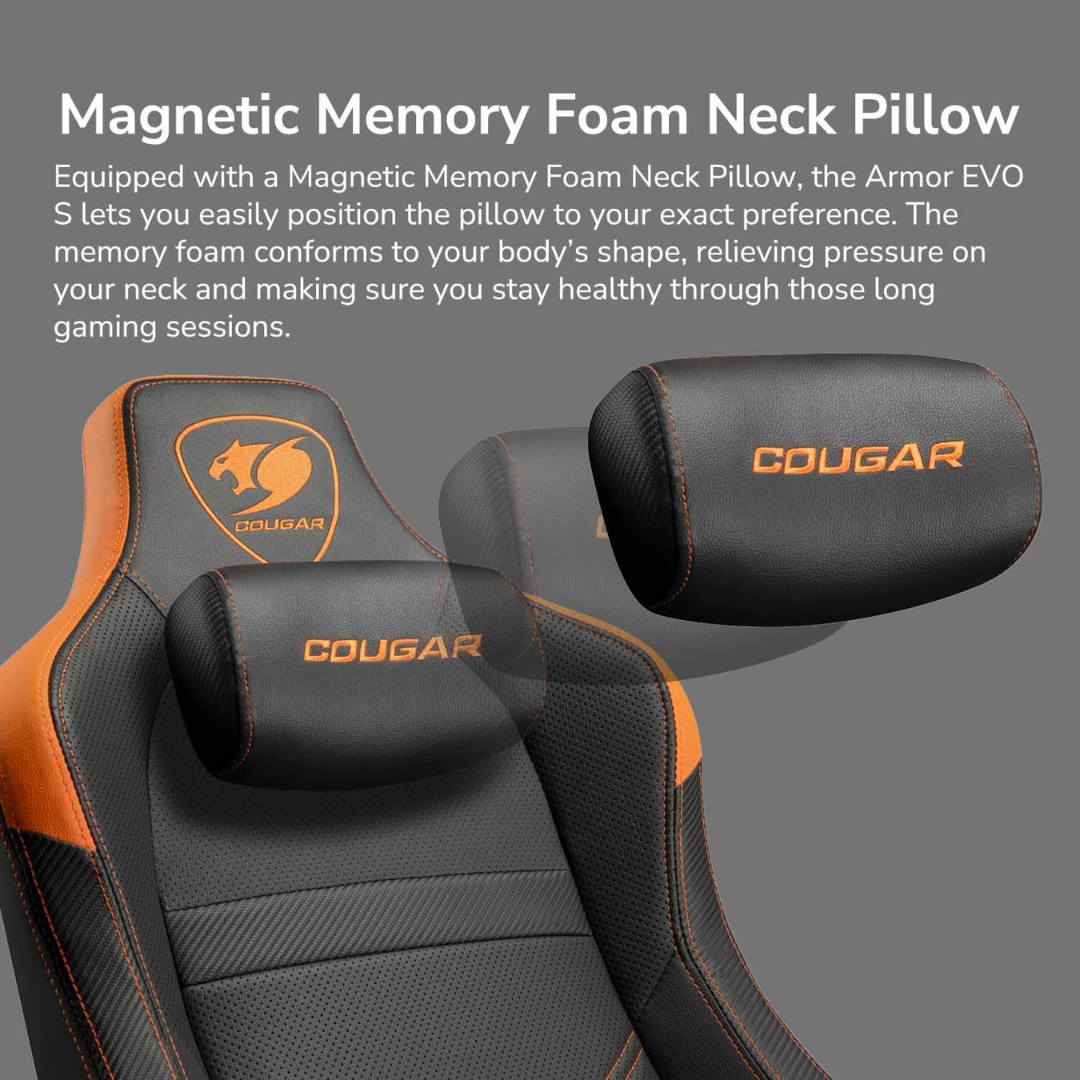 Magnetic Memory Foam Neck Pillow with Cougar branding on a gray background