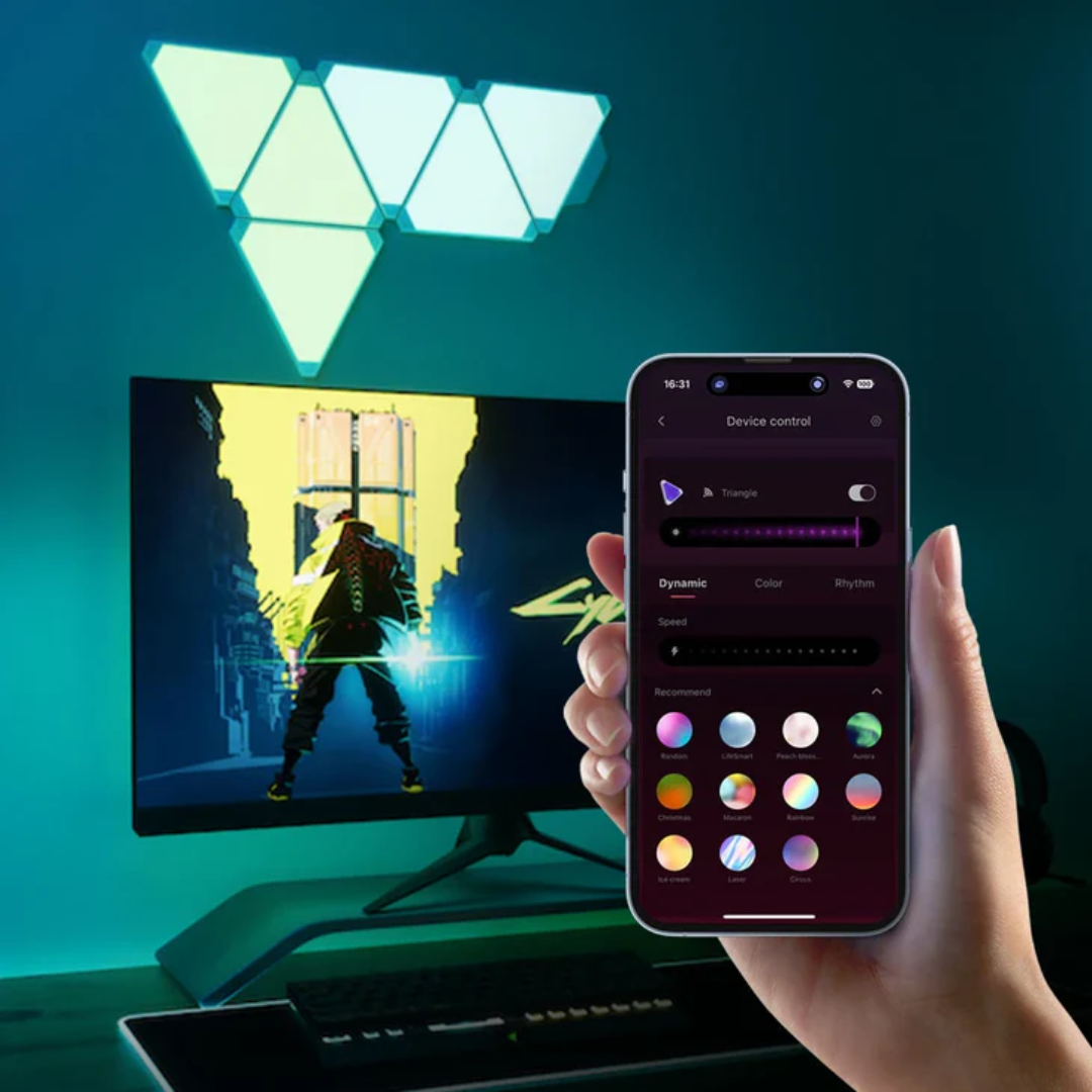 Cololight Smart Gaming Lights, Wall Lights For Bedroom Can No Sound MUSic Sync, Gaming Setup Triangle Lights With 6 Connection Slots For Gaming Room Decor, Gift For Men 6Pcs