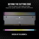 Corsair Dominator Titanium RAM module with RGB lighting on a black background