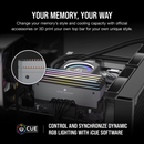 Computer hardware with RGB lighting and text about customizable memory and cooling capacity.