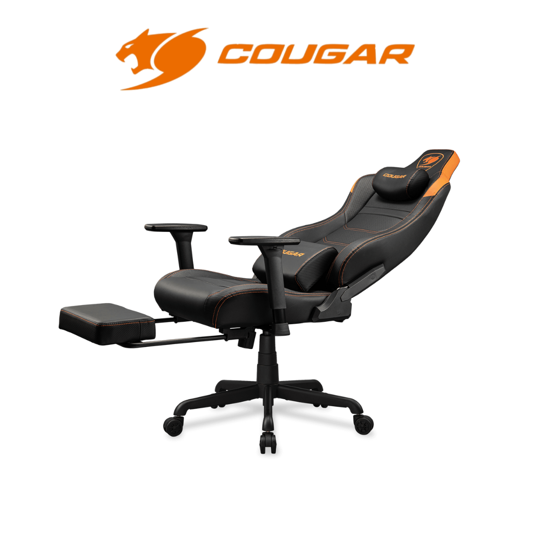 Cougar ARMOR EVO S Gaming Chair, Breathable Premium PVC Leather, 3D Adjustable Armrest, Magnetic Memory Foam Neck Pillow, Lumbar Cushion, Retractable Footrest, Black/Orange | 3MEVSORB.0001