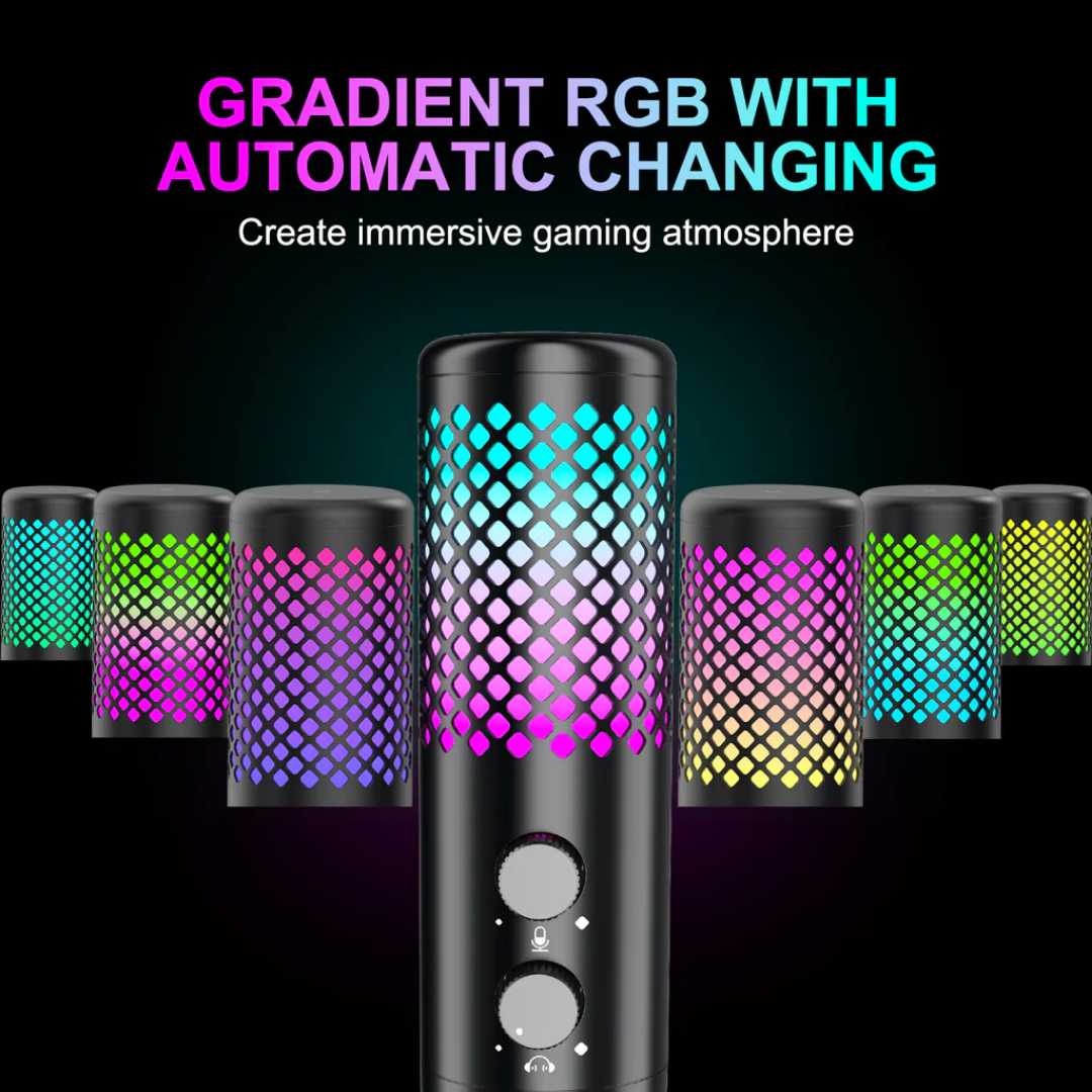 Camel Tech Ranin RGB condenser microphone black with RGB lighting