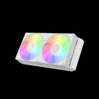 Computer cooling system with RGB fans on a white background