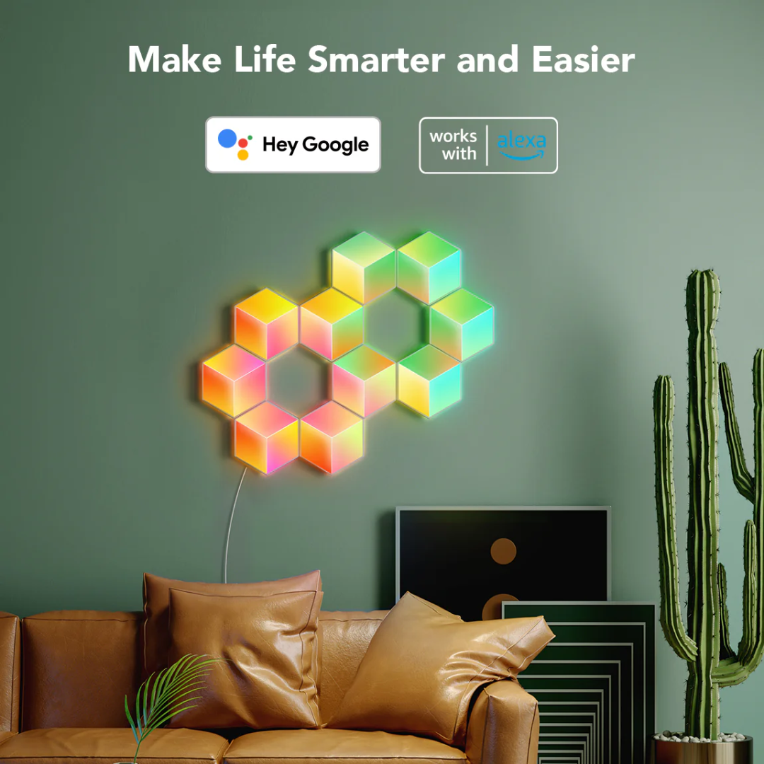 Govee Glide Hexa Pro LED light panels 10-piece RGBIC 3D wall setup