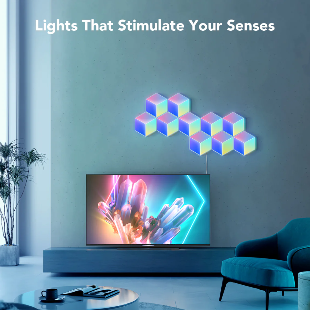 Govee Glide Hexa Pro LED Light Panels, RGBIC 3D Lighting Effects, App, Control Box, Voice Control, Soft Backlight, 2.4GHz Wi-Fi + Bluetooth Connectivity, 10 Pieces  H6066202