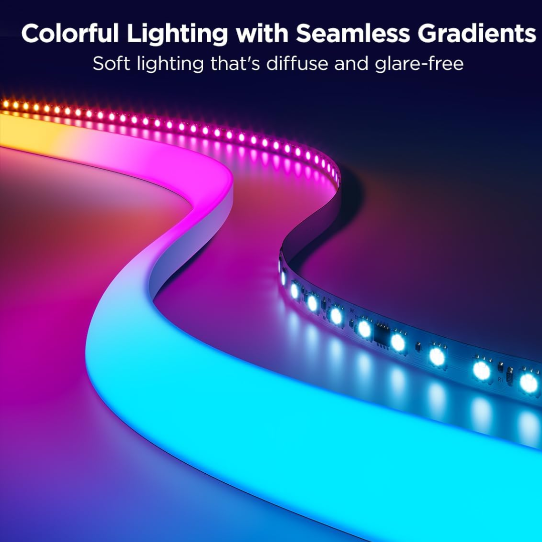 Govee Neon Rope Light 16.4ft RGBIC LED strip wall lining with app control