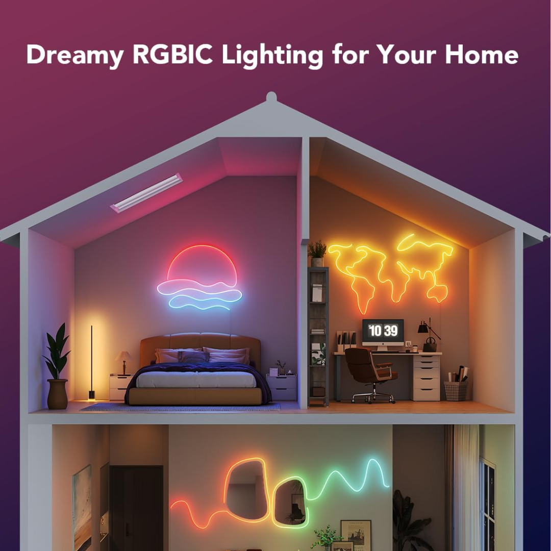 Govee Neon Lights RGBIC Neon Rope Light 2 16.4ft white with smart app control