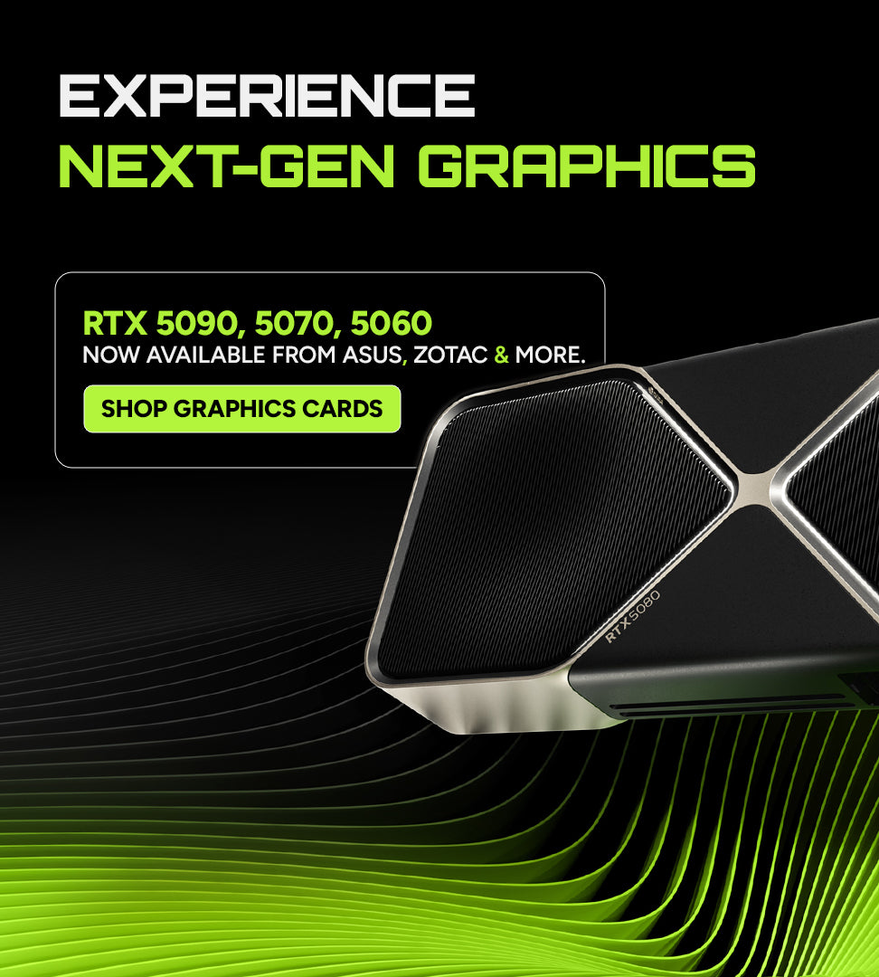 High-performance NVIDIA and AMD graphics cards showcased with modern gaming setup background