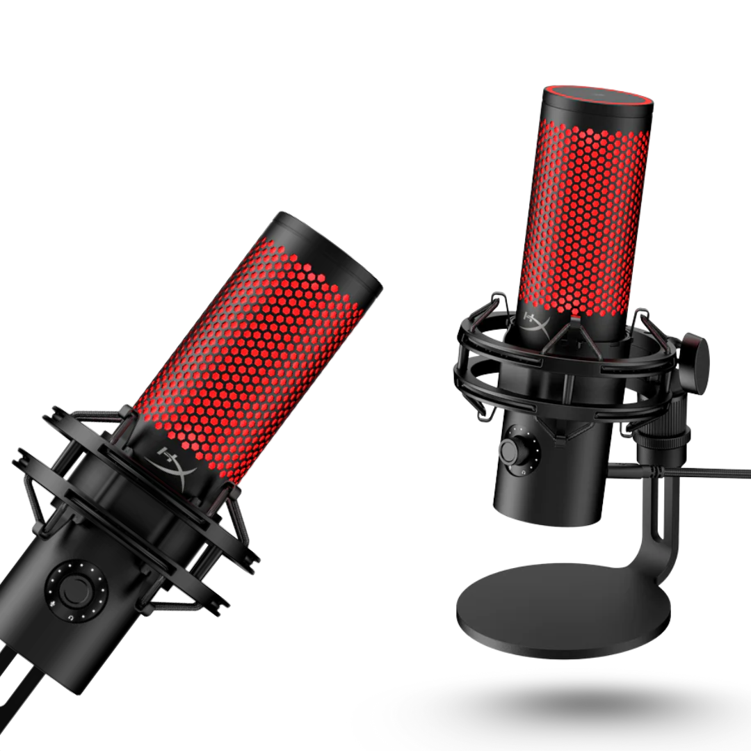 HyperX QuadCast 2 condenser gaming microphone black front view