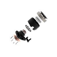 Mechanical components of a device on a white background