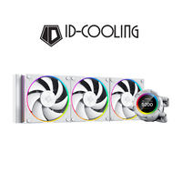 ID-COOLING cooling system with RGB fans on a white background