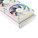 Computer cooling system with RGB lighting on a white background