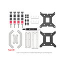 Mechanical parts and tools on a white background