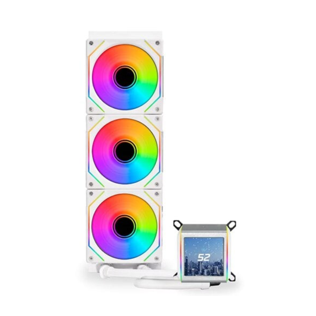 Lian Li Galahad II LCD Performance AIO RGB 360mm Liquid CPU Cooler with SL-Infinity Fans - White _ GA2ALCD36INW