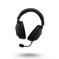 Black gaming headset on a white background