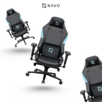 Navodesk APEX Chair, Premium Ergonomic Gaming Chair with Memory Foam Pillows, Magnetic Headrest & Integrated Lumbar Support By NAVO (CLOUD LEATHER - M, BLUE)