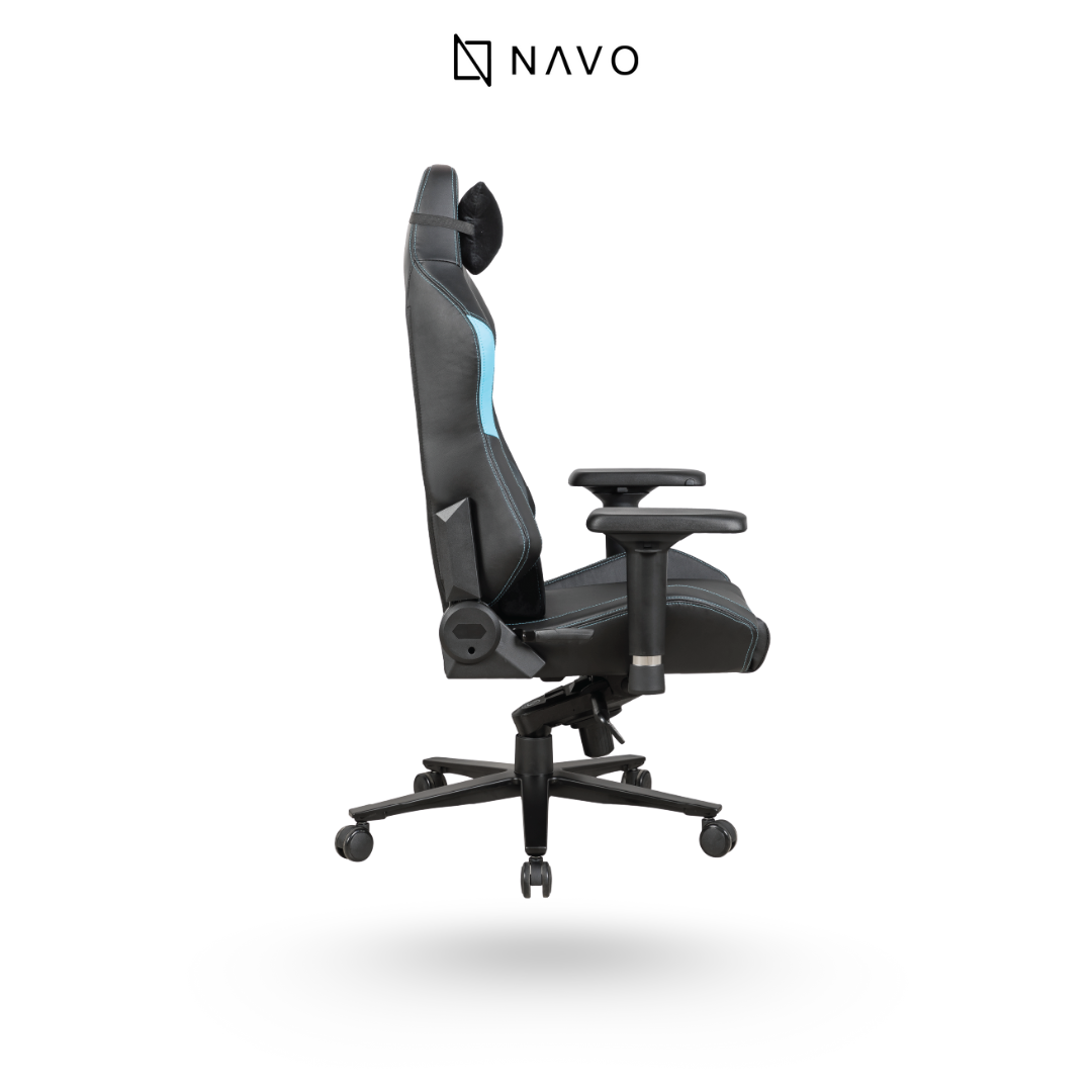 Navodesk APEX Chair, Premium Ergonomic Gaming Chair with Memory Foam Pillows, Magnetic Headrest & Integrated Lumbar Support By NAVO (CLOUD LEATHER - M, BLUE)
