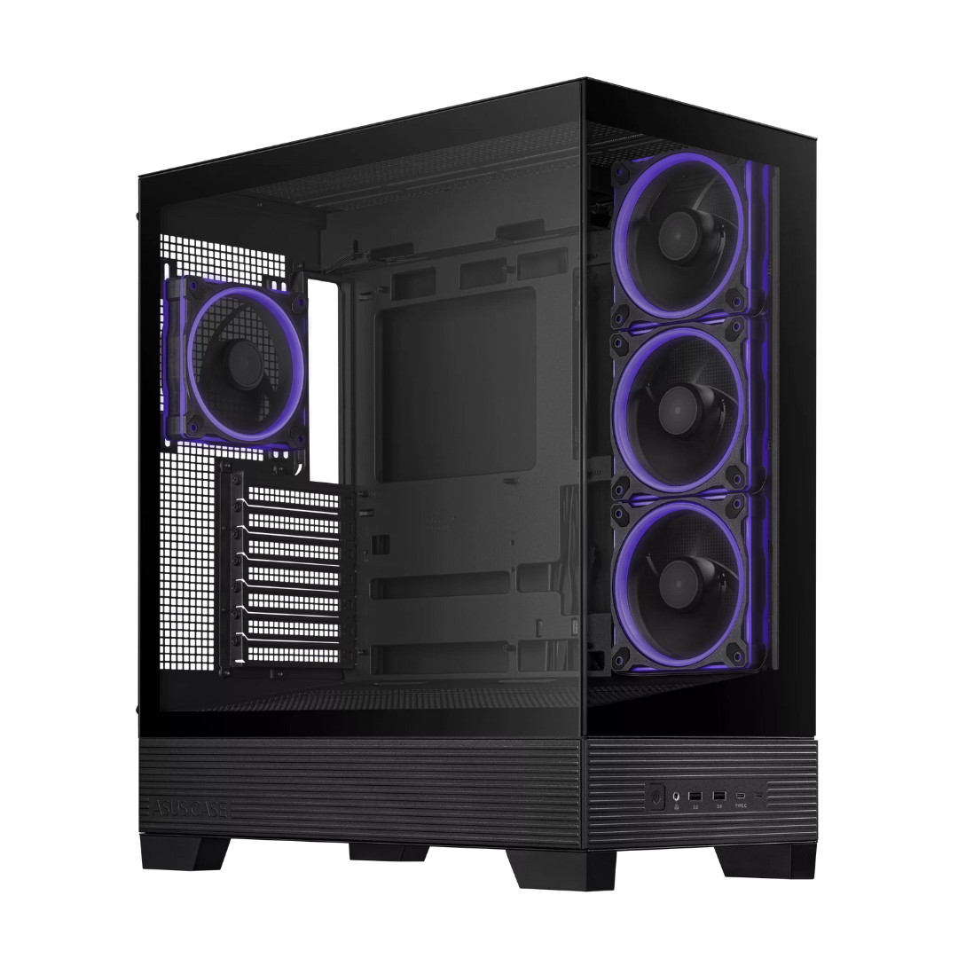 New ASUS A31 PLUS Mid Tower ATX Computer Case, 4x 120mm ARGB Pre Installed Fans, Up to 360mm Radiator Support, 7 Expansion Slot, Cable Management, Tempered Glass Panel, Black