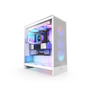 Computer case with RGB lighting on a white background