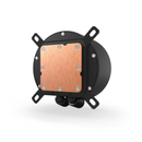 Computer cooling component with copper heatsink on a white background