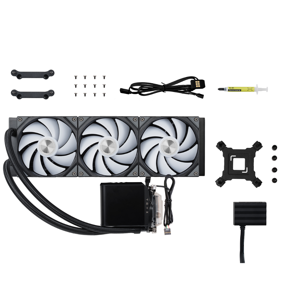 TRYX PANORAMA ARGB 360 Black L-shaped AMOLED Screen Liquid Cooler Model L-P360A-AS3M-G1K BLACK