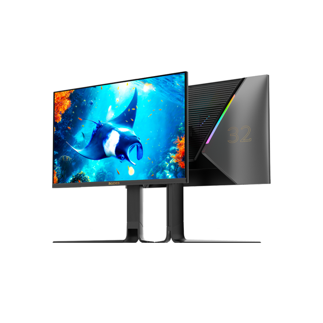 SADES Reef Manta-32 (SA-F02Q32B) 32-inch QHD Gaming Monitor, 2560x1440 Fast IPS Flat Display, 180Hz Refresh Rate, 0.3ms MPRT Response Time, 100% sRGB, Adaptive Sync, HDR, HDMI 2.1 & DP 1.4, Built-in Speakers, RGB Lighting, Black | SA-F02Q32B