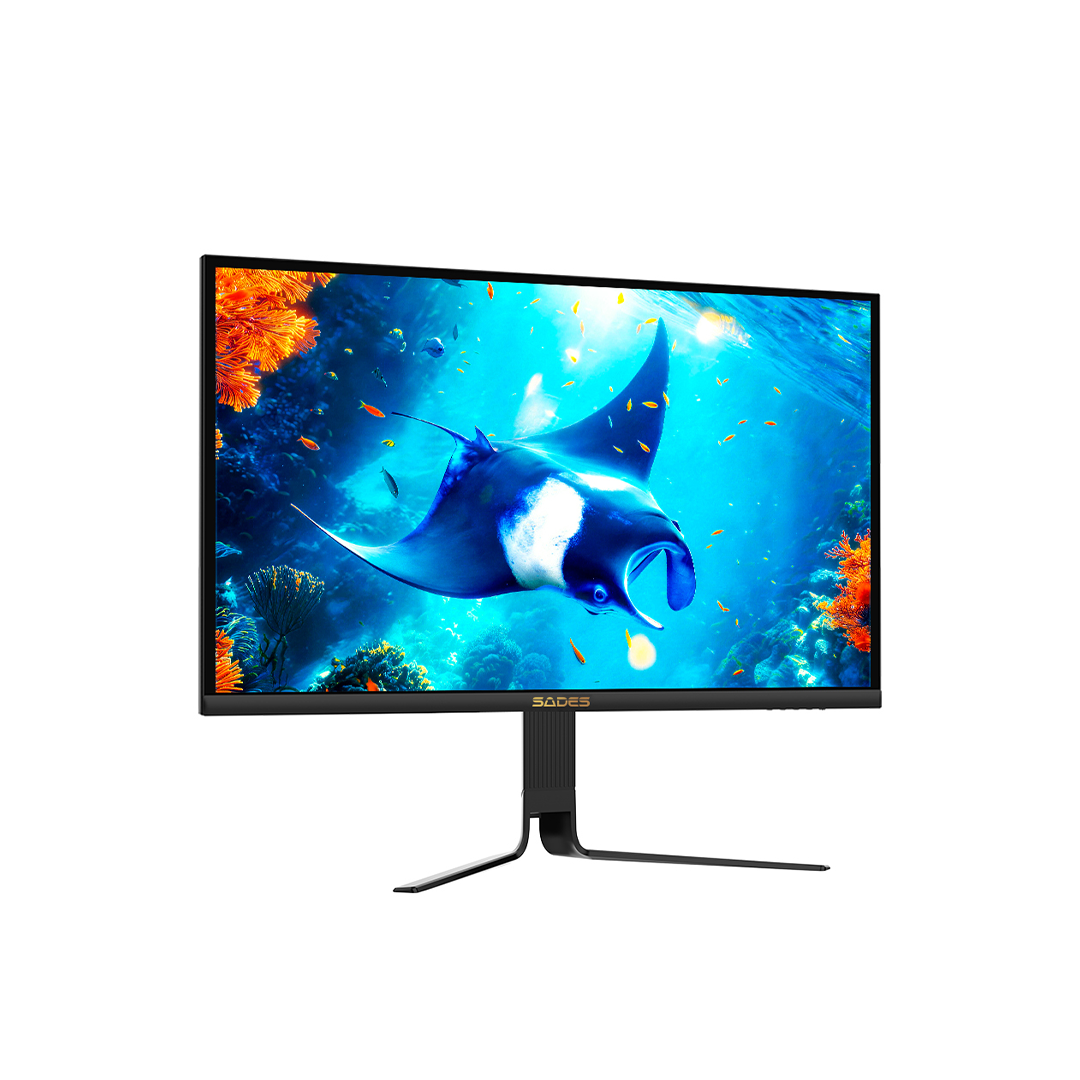 SADES Reef Manta-32 (SA-F02Q32B) 32-inch QHD Gaming Monitor, 2560x1440 Fast IPS Flat Display, 180Hz Refresh Rate, 0.3ms MPRT Response Time, 100% sRGB, Adaptive Sync, HDR, HDMI 2.1 & DP 1.4, Built-in Speakers, RGB Lighting, Black | SA-F02Q32B