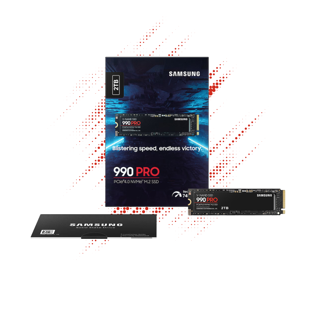 SAMSUNG 990 PRO SSD 2TB PCIe 4.0 M.2 2280 Internal Solid State Hard Drive, Seq. Read Speeds Up to 7,450 MB/s for High End Computing, Gaming, and Heavy Duty Workstations