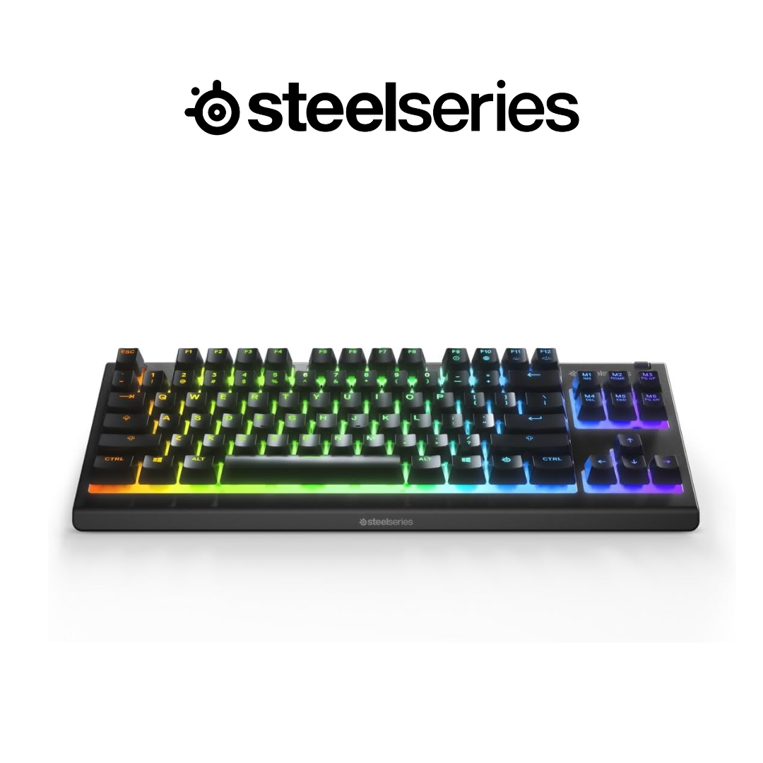 SteelSeries Apex 3 TKL - RGB Gaming Keyboard - Tenkeyless Compact Esports Form Factor - 8-Zone RGB Illumination - IP32 Water & Dust Resistant - American QWERTY Layout, Black