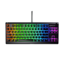 Mechanical keyboard with RGB backlighting on a white background