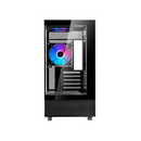 Computer case with RGB lighting on a white background